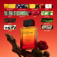 YCZ Love'S Red Flame EDP 50Ml - Spicy Woody Scent with Lemon & Vanilla - Long Lasting Aromatic Citrusy Fragrance for Men